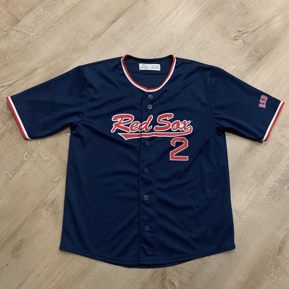 MLB Genuine Boston Red Sox Xander Bogaerts #2 Youth Boys XL 16/18 Jersey Navy